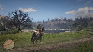 Red Dead Redemption 2 - Bir adam tarlada ata biniyor