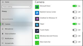 Windows 10 kamera uygulaması izinleri