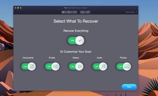 Stellar Data Recovery uygulamasını çalışırken gösteren macOS masaüstü