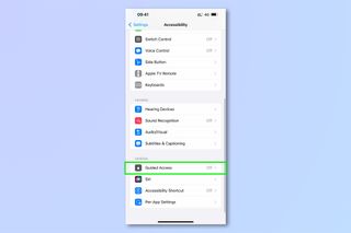 iPhone'da Kılavuzlu Erişim'i ayarlamak için gereken adımları gösteren bir ekran görüntüsü