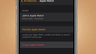 Apple Watch'un eşleştirmesini kaldırma