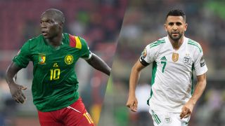 Vincent Aboubakar ve Riyad Mahrez, Kamerun-Cezayir canlı yayınında