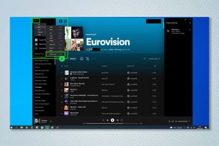 Spotify'ın sesini yükseltmek için gerekli adımları gösteren ekran görüntüleri.