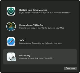 macOS kurtarma modu seçenekleri