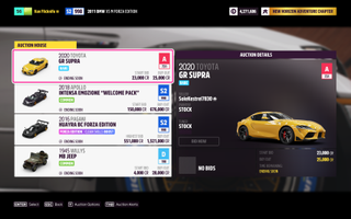 Forza Horizon 5 arabaları açık artırmada