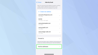 Etkin olmayan adreslerin vurgulandığı iOS E-postamı Gizle uygulaması