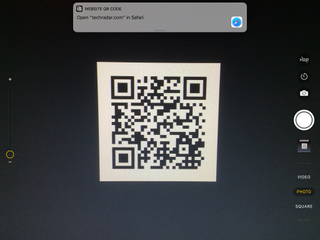 iPad'de bir QR kodu örneği