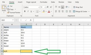 Excel'de DÜŞEYARA nasıl kullanılır 1. adım: Arama değerini yazın, ardından bitişikteki boş bir hücreye tıklayın