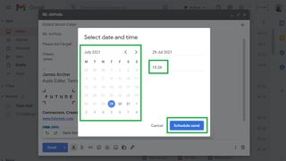 Masaüstünde Gmail'de bir e-posta nasıl planlanır 4. adım: Tarih ve saati seçin, ardından Gönderimi planla'yı tıklayın