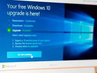 Eski Windows 10 ücretsiz yükseltme açılış ekranı.