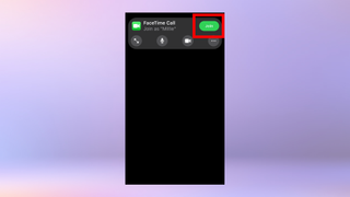 Android'de Facetime'ın bir kullanıcının aramaya katıldığını gösteren ekran görüntüsü