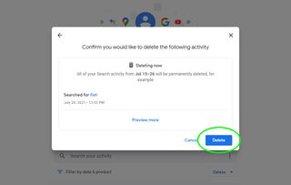 Google Arama geçmişi nasıl silinir - 'Aşağıdaki etkinliği silmek istediğinizi onaylayın'