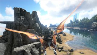 Ark: Survival Evolved hileleri: bir oyuncu bir pterrordon'a biniyor