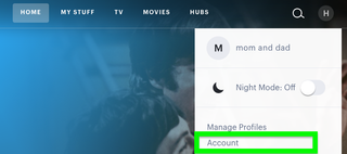 Hulu nasıl iptal edilir — Hesap'ı seçin.