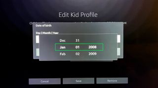 Fire TV profilleri nasıl eklenir - doğum tarihini girin