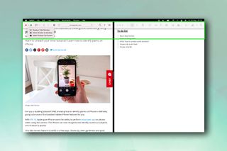 Mac'te bölünmüş ekranı kullanma adımlarını gösteren Mac'te Safari'nin ekran görüntüsü