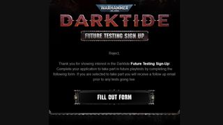 Darktide beta - beta anket e-postası