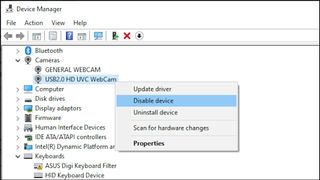 Aygıt Yöneticisi'nden bir web kamerasını devre dışı bırakma