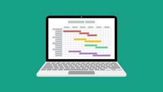 Gantt şemasını görüntüleyen bir dizüstü bilgisayar resmi