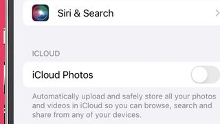 iCloud seçeneklerini gösteren bir iPhone ekranı