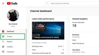 YouTube'da videolar nasıl düzenlenir 1. adım: YouTube Studio'da oturum açın ve "İçerik"i tıklayın