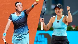 2022 Madrid Açık tenis finalistleri Ons Jabeur ve Jessica Pegula'nın birleşik görüntüsü