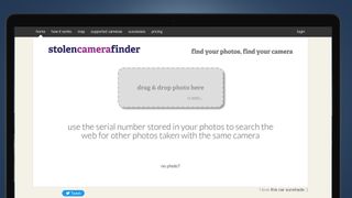 Çalınan Kamera Bulucu web sitesini gösteren bir dizüstü bilgisayar ekranı