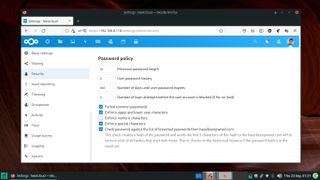 Nextcloud yönetim arabiriminin parola ilkesi seçeneklerinin ekran görüntüsü