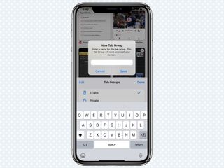 iOS 15'te Safari'de sekme grubunuzu adlandırmak için kullanılan alan