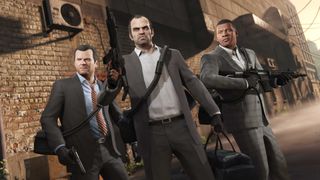 GTA 5 Karakterleri Michael Trevor ve Franklin bir banka soygununda