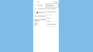 Mobil cihazlarda Gmail'de bir e-posta nasıl planlanır 2. adım: Gönderimi planla'ya dokunun