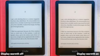 Kindle Paperwhite 2021 ekran sıcaklığı kapalı ve açık