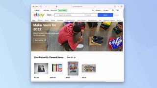 "Yardım ve iletişim" vurgulanmış olarak eBay ana sayfasının ekran görüntüsü