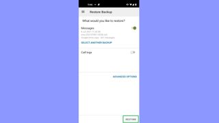 Android'de metin mesajları nasıl yedeklenir ve geri yüklenir 10. adım: Geri Yükle'ye dokunun