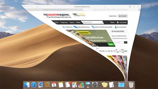 macOS'ta Dock'ta simge durumuna küçültülmekte olan bir pencere.