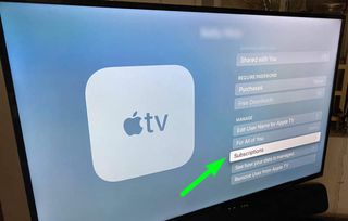 Apple TV ayarları kullanıcı abonelikleri sayfası