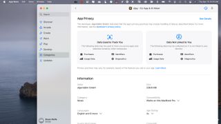Apple gizlilik etiketleri Mac App Store