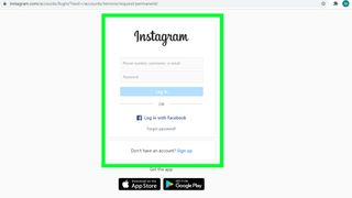 Instagram hesabı nasıl silinir — Instagram oturum açma sayfasının ekran görüntüsü