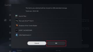 Oyunlar PS5 harici sabit diskine nasıl aktarılır - taşımayı onaylayın