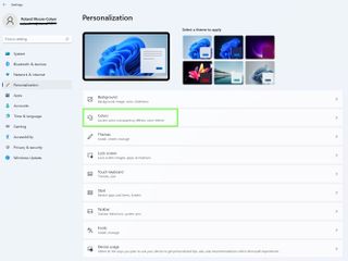 Windows 11 kişiselleştirme ayarlarının bir görüntüsü