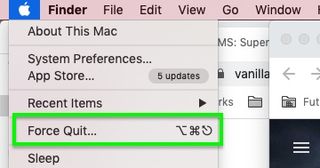 Menü çubuğu aracılığıyla Mac'te çıkmaya zorlama