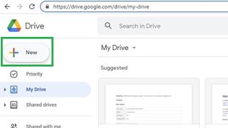 Bir Google Drive klasörü nasıl paylaşılır 1. adım: "Yeni"yi tıklayın