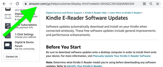 Amazon'un Kindle güncelleme sayfası
