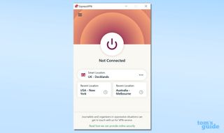 Bağlantısı kesilen ExpressVPN'in ekran görüntüsü