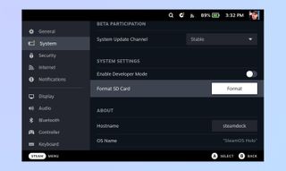 Steam Deck - SD kartı biçimlendir