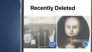 Silinen fotoğrafları gösteren bir iPhone ekranı