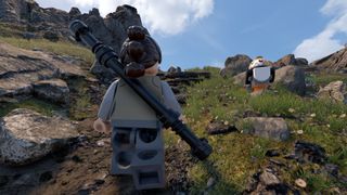 Rey, Lego Star Wars The Skywalker Saga'da bir porgun yanından geçiyor