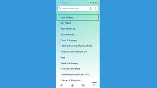Mobil cihazda bir Amazon siparişi nasıl iptal edilir 2. adım: Siparişlerinize dokunun