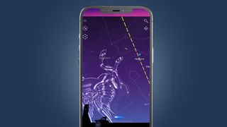 Bir iPhone'da çalışan Night Sky X uygulaması