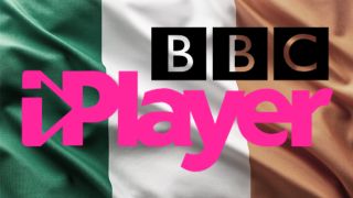 İrlanda bayrağının üzerindeki BBC iPlayer logosu